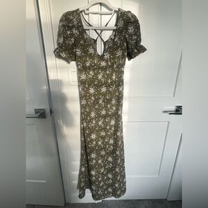 Inspired Hearts Olive Floral Maxi Dress